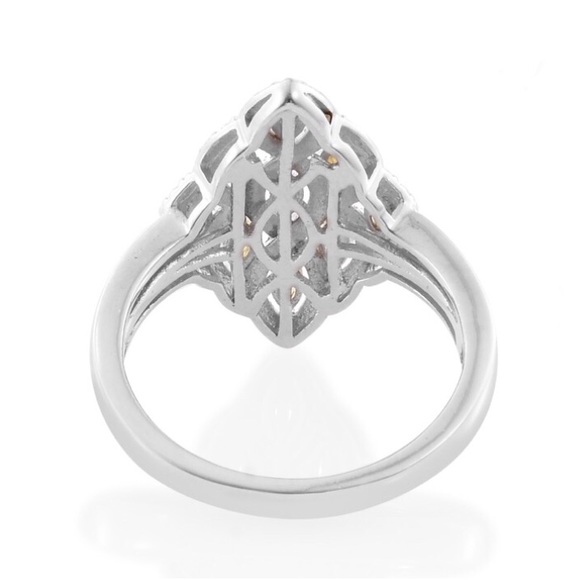 Yellow Sapphire CZ Platinum Plated Ring. - Picture 6 of 8